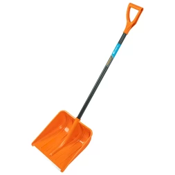 Лопата для уборки снега пластиковая Сибртех, 400х405х1380 мм, стальной черенок, усиленная 61666
