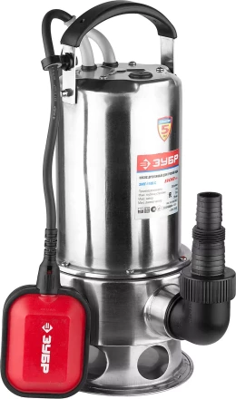 Насос ЗУБР погружной для грязной воды, корпус из нержавеющей стали, пропускная способность 280 л/мин, 1100Вт ЗНПГ-1100-С купить в Перми