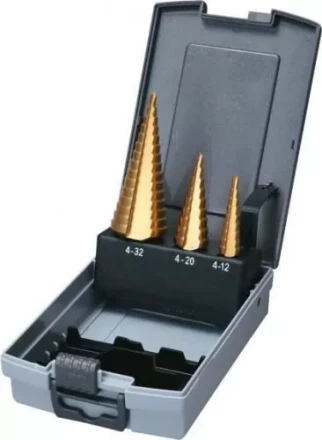 Набор ступенчатых сверл HSS-TiN c прямым желобком 3 шт., 1/4&quot; (4-12, 4-20, 4-32), Makita D-46573 купить в Перми