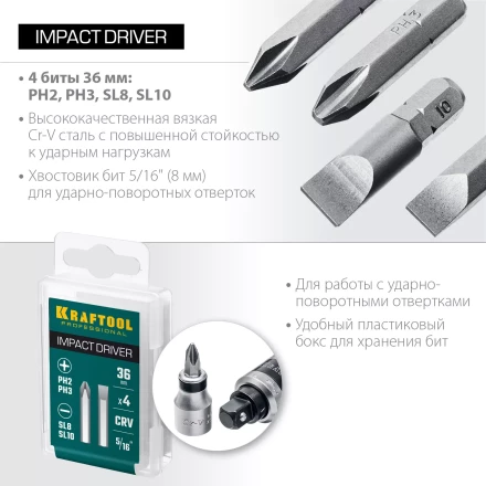 Биты для ударно-поворотных отверток KRAFTOOL 25551 купить в Перми