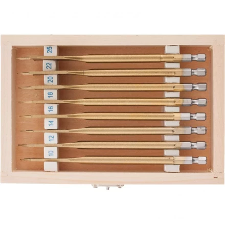 Набор сверл перовых по дереву 10-12-14-16-18-20-22-25 мм 8 шт деревянный кейс Matrix 70441 купить в Перми