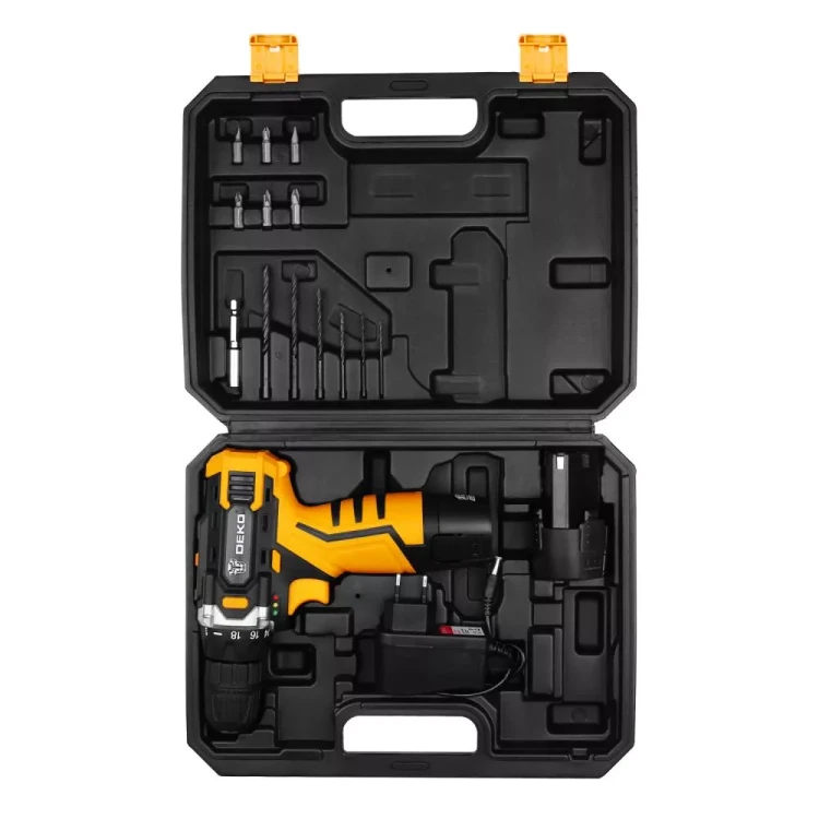 Дрель аккумуляторная DEKO DKCD12FU-Li SET3, 063-4173, в кейсе + оснастка 13 шт купить в Перми
