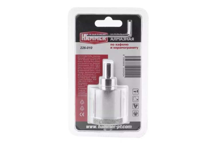 Коронка алмазная HAMMER Ф35мм HEX (DHS 35.0*65/5) купить в Перми