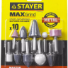 Набор STAYER "MASTER": Абразивные минишарошки-насадки для гравера и дрели, хвостовик d 3,2 / 6,0мм, 10 предм. 2989-H10 купить в Перми