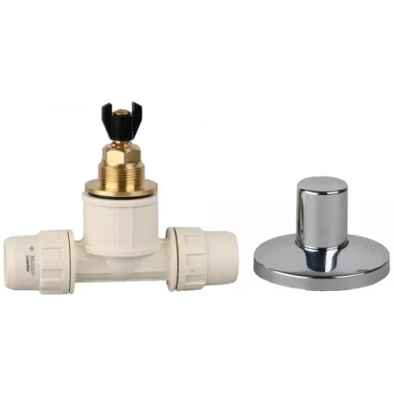 Кран ЗУБР &quot;ШиреФит&quot; запорный в сборе &quot;штуцер с гайкой - кран запорный - штуцер с гайкой&quot;, 20мм 51570-20 купить в Перми