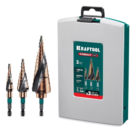 Набор ступенчатых сверл, сталь c кобальтом, спиральная проточка, 3Т хвостовик 29691-4-32-H3 купить в Перми