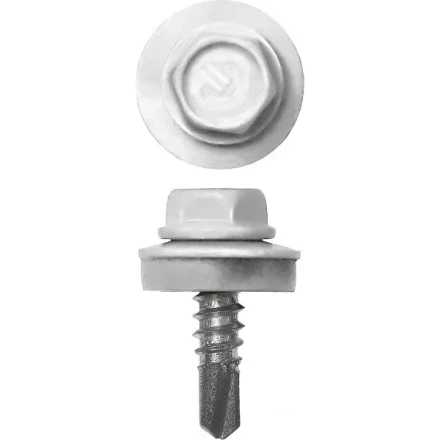 Саморезы СКМ кровельные, RAL 9003 белый, 19 x 5.5 мм, 2 500 шт, для металлических конструкций, ЗУБР 4-300310-55-019-9003 купить в Перми