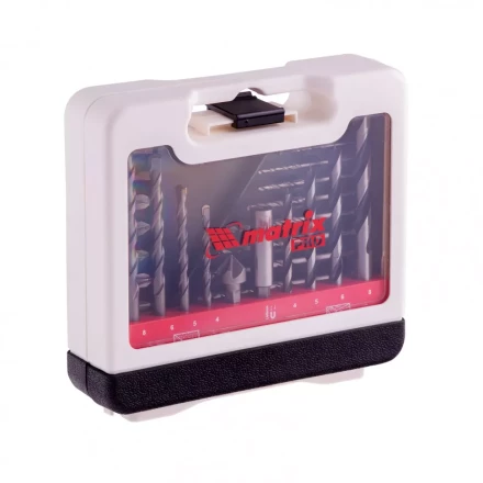 Набор сверл комбинированный сверла по металлу 1-6 мм бетону 4-8 мм дереву 4-8 мм биты 10 шт адаптер зенковка 31 предмет Pro Matrix 725631 купить в Перми