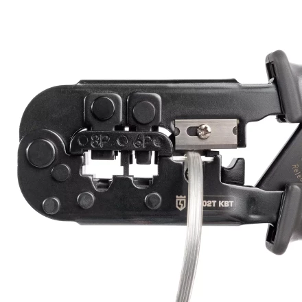 Кримпер многофункциональный КВТ JT-02T с 2 встроенными модулями для обжима RJ-45, RJ-12, RJ-11 (89229) купить в Перми