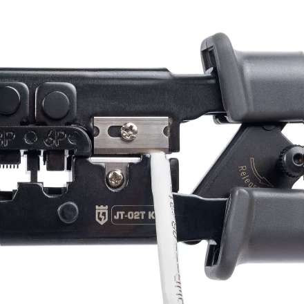 Кримпер многофункциональный КВТ JT-02T с 2 встроенными модулями для обжима RJ-45, RJ-12, RJ-11 (89229) купить в Перми