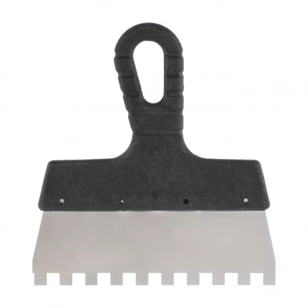 Шпатель из нержавеющей стали 150 мм зуб 8 х 8 мм пластмассовая ручка 85121 купить в Перми