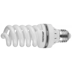 Энергосберегающая лампа СВЕТОЗАР "ЭКОНОМ" спираль,цоколь E27(стандарт),Т3,теплый белый свет(2700 К), 8000час, 20Вт(100) 44352-20_z01