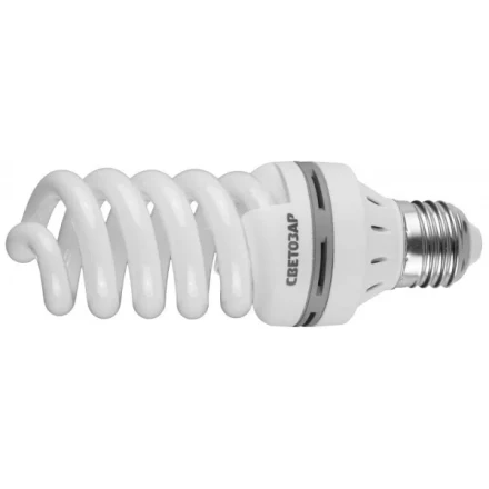 Энергосберегающая лампа СВЕТОЗАР &quot;ЭКОНОМ&quot; спираль,цоколь E27(стандарт),Т3,теплый белый свет(2700 К), 8000час, 20Вт(100) 44352-20_z01 купить в Перми