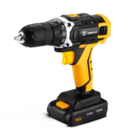 Дрель аккумуляторная DEKO DKCD16FU-Li + набор 63 инструментов в кейсе, 063-4099 купить в Перми