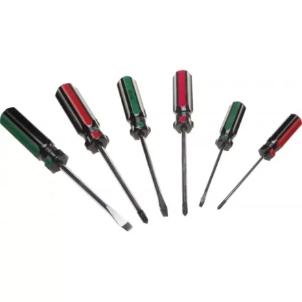Набор DEXX: Отвертки, закал сталь, маслобензост рукоятка, SL: 3x75, 5x100, 6x100, PH: 0x75, 1x100, 2x100, 6 пред 25079-H6 купить в Перми