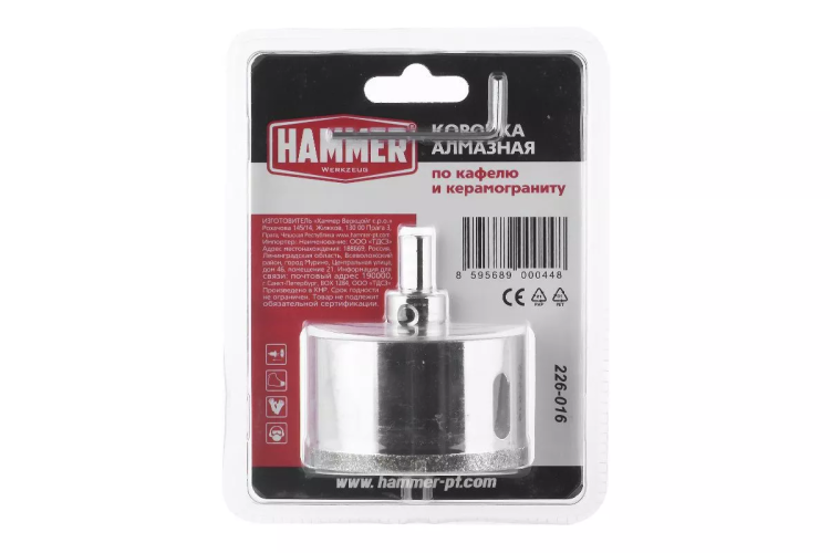 Коронка алмазная HAMMER Ф68мм HEX (DHS 68.0*65/5) купить в Перми