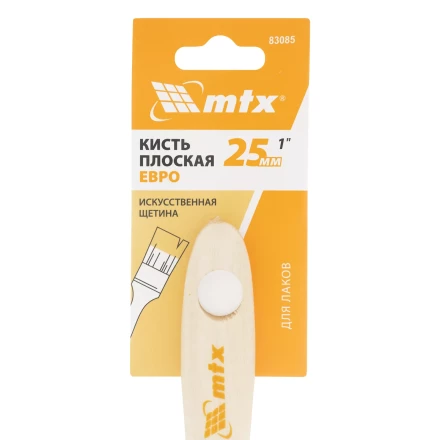 Кисть плоская для лаков &quot;Евро&quot; 1&quot;, искусственная щетина, деревянная ручка MTX 83085 купить в Перми