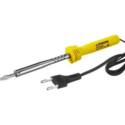 Паяльник STAYER &quot;STANDARD&quot; с пластмассовой рукояткой и долговечным жалом, 60 Вт, клин 55330-60 купить в Перми