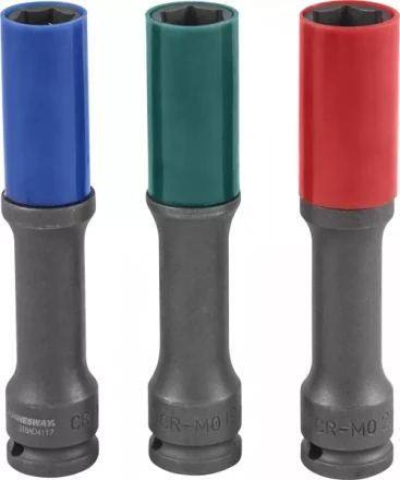 Набор головок торцевых ударных тонкостенных для дисков 1/2&quot;DR 17-19-21мм Jonnesway S18AD4103S 48851 купить в Перми