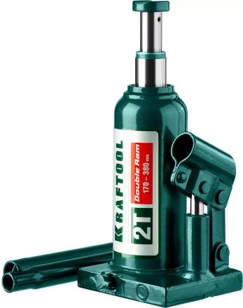 Домкрат гидравлический бутылочный &quot;Double Ram&quot;, сварной, телескопический, 2т, 170-380мм, KRAFTOOL 43463-2 43463-2 купить в Перми