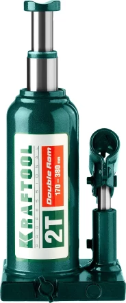 Домкрат гидравлический бутылочный &quot;Double Ram&quot;, сварной, телескопический, 2т, 170-380мм, KRAFTOOL 43463-2 43463-2 купить в Перми