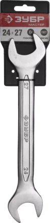 Ключ ЗУБР &quot;МАСТЕР&quot; гаечный рожковый, Cr-V сталь, хромированный, 24х27мм 27010-24-27 купить в Перми