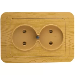 Розетка СВЕТОЗАР "ГАММА" без заземления, двойная, цвет ольха,16А/~250В SV-54102-A