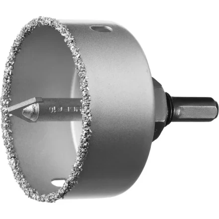 Коронка-чашка ЗУБР &quot;ПРОФЕССИОНАЛ&quot; c карбид-вольфрамовым нанесением, 64 мм, высота 25 мм, в сборе с державкой и сверлом 33360-064_z01 купить в Перми