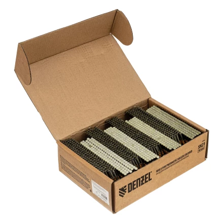 Гвозди для пнев. нейлера крашен. длина 90 мм диаметр 3.05 мм 2000 шт  Denzel 57700 купить в Перми