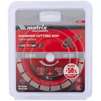 Диск алмазный отрезной сегментный ф150х22,2мм тонкий сухое резание MATRIX Professional 730637 купить в Перми