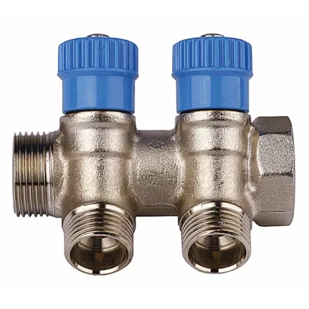 Коллектор GENERAL FITTINGS для холодной воды, вентили, никелированная латунь, вход 3/4&quot; - 4 выхода 1/2&quot; 51046-3/4-1/2-CT4 купить в Перми