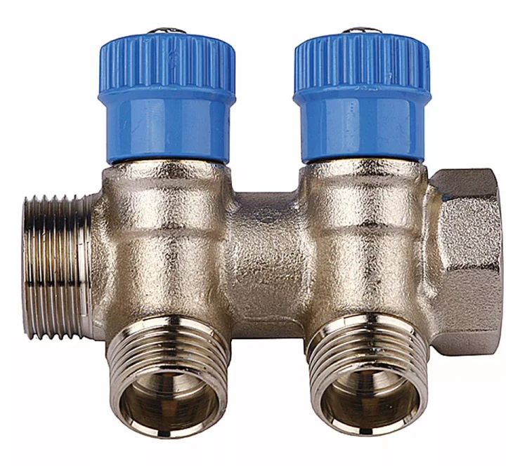 Коллектор GENERAL FITTINGS для холодной воды, вентили, никелированная латунь, вход 3/4" - 4 выхода 1/2" 51046-3/4-1/2-CT4 купить в Перми
