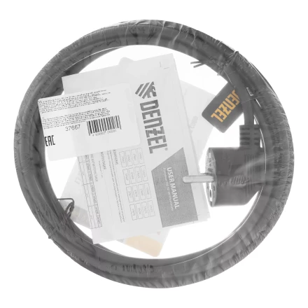 Шнур сетевой Denzel Energy Series, ПВС, 3 м, 3 x 1 мм, с неразборной вилкой, черный, 3 м, 37667 купить в Перми