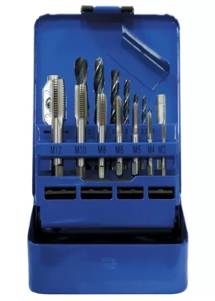 Набор сверл (2,5-10,2) метчиков (М3-М12) 15 предметов СИБРТЕХ 77305 купить в Перми