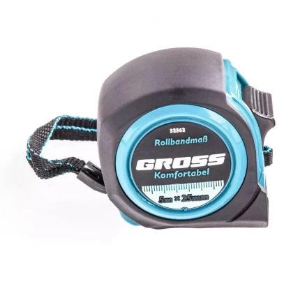 Рулетка Komfortabel 5 м х 25 мм обрезиненный корпус Gross 32562 купить в Перми