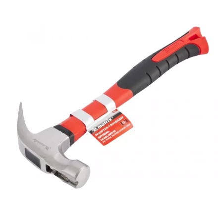 Молоток-гвоздодер &#039;&#039;optimal&#039;&#039; 450 г боек c магнитом фибергласовая обрезиненная рукоятка MATRIX 10454 купить в Перми