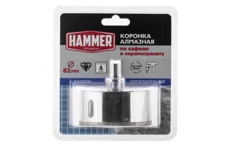 Коронка алмазная HAMMER Ф82мм HEX(DHS82.0*65/5) купить в Перми