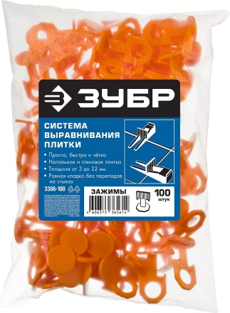 ЗУБР СВП, 1,7 мм, зажим, 100 шт, система выравнивания плитки (3386-100) купить в Перми