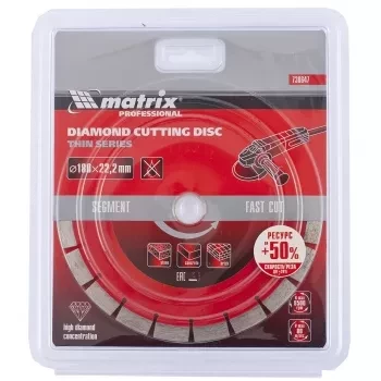 Диск алмазный отрезной сегментный ф180х22,2мм тонкий сухое резание MATRIX Professional 730647 купить в Перми