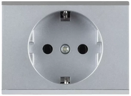 Розетка СВЕТОЗАР &quot;ЭФФЕКТ&quot; с заземлением, одинарная, без вставки и рамки, светло-серый металлик, 16А/~250В SV-54400-SM купить в Перми
