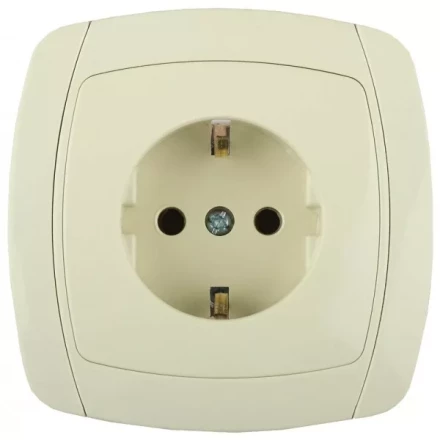 Розетка СВЕТОЗАР &quot;CITY LIGHT&quot; одинарная в сборе, с заземлением, цвет бежевый, 16А/~250В SV-54205-B купить в Перми