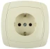 Розетка СВЕТОЗАР &quot;CITY LIGHT&quot; одинарная в сборе, с заземлением, цвет бежевый, 16А/~250В SV-54205-B купить в Перми