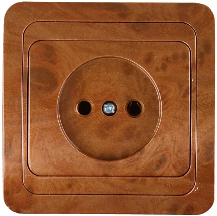 Розетка СВЕТОЗАР &quot;ГАММА&quot; без заземления, одинарная, цвет орех, 16А/~250В SV-54100-N купить в Перми