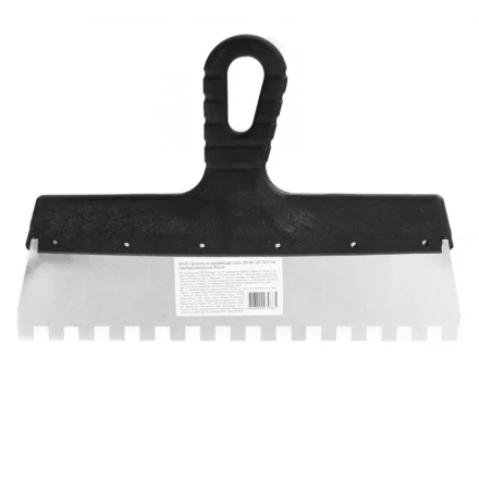 Шпатель из нержавеющей стали 300 мм зуб 10 х 10 мм пластмассовая ручка 85130 купить в Перми