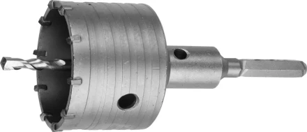 Коронка ЗУБР буровая, коническая посадка центрирующего сверла, шестигранный хвостовик, в сборе, 80мм 2917-80_z01 купить в Перми