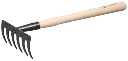 Грабельки ЗУБР садовые с деревянной ручкой, 6 прямых зубцов 4-39611 купить в Перми
