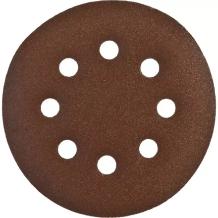 Круг шлифовальный ЗУБР &quot;СТАНДАРТ&quot; из абразивной бумаги на велкро основе, 8 отв., Р180, 125мм, 5шт 35350-125-180 купить в Перми