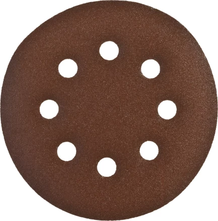 Круг шлифовальный ЗУБР &quot;СТАНДАРТ&quot; из абразивной бумаги на велкро основе, 8 отв., Р180, 125мм, 5шт 35350-125-180 купить в Перми