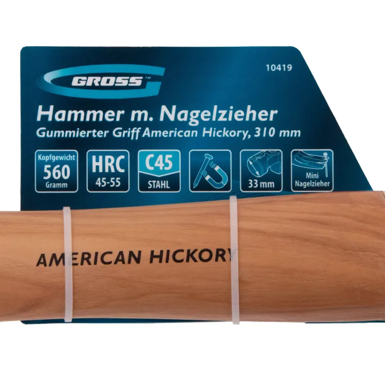 Молоток-гвоздодер,560 г Gross 10419, угол 75, магнит, обрезиненная рукоятка AMERICAN HICKORY купить в Перми
