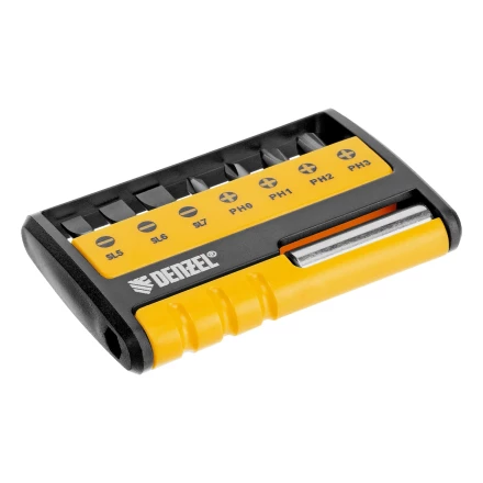 Набор бит с магнитным держателем, S2, 8 шт.// Denzel 133577 купить в Перми